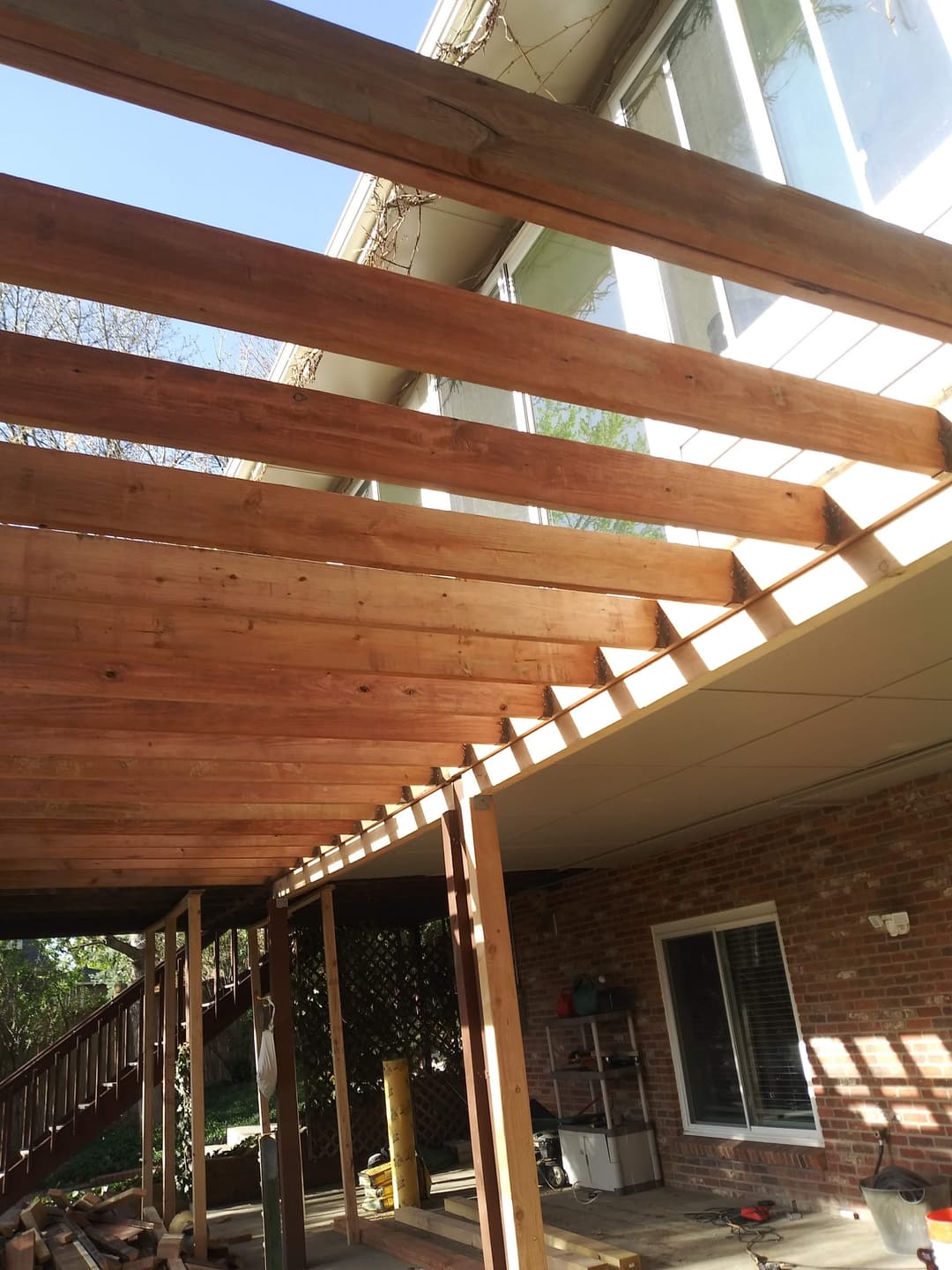 picture of patio cover being built in portland, oregon